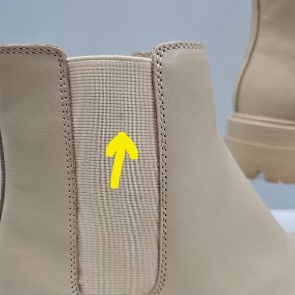 Marc Fisher Pietro Ankle Bootie Women 9.5 Tan Leather Platform Chelsea Lug Sole - Picture 5 of 16